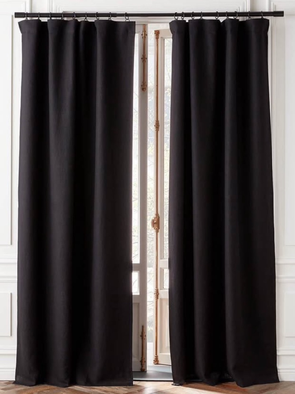 CB2 Black Blackout Linen Curtain Panels Pair 96” Length like NEW